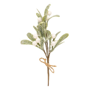 Glittered Mistletoe Pick w/Jute Bow