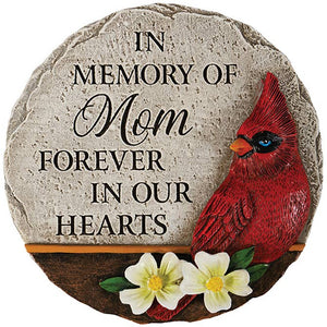 "Mom" Cardinal Memorial Mini Garden Stone
