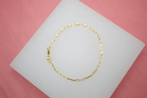 Paper Clip Bracelet, 18K Gold Filled 6"