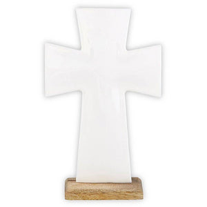 8" Enamel Cross White