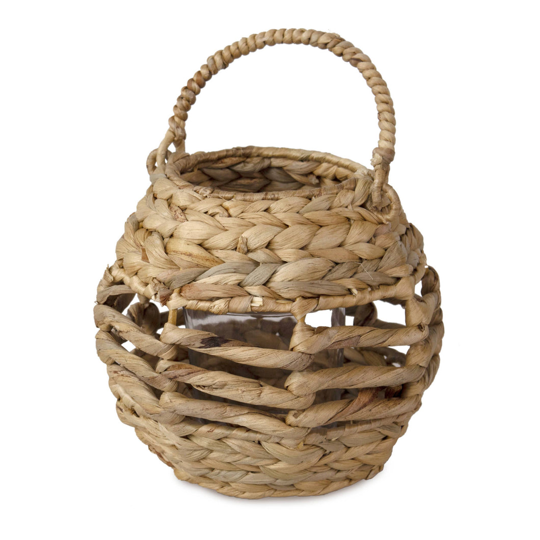 Candle Holder Lantern With Handle (Natural) Round