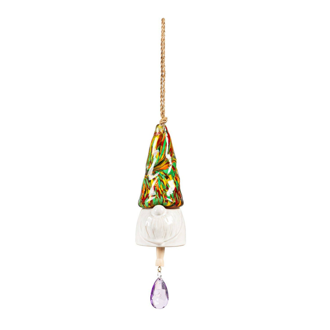 Glass Gnome Bell Chime, Green